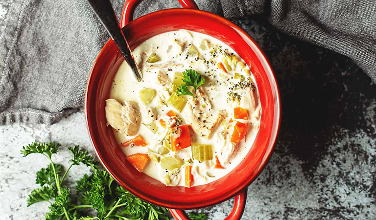 Low carb cream of chicken soup: keto chicken soup
